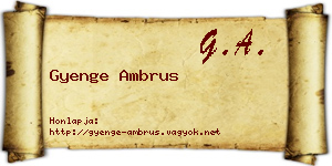 Gyenge Ambrus névjegykártya
